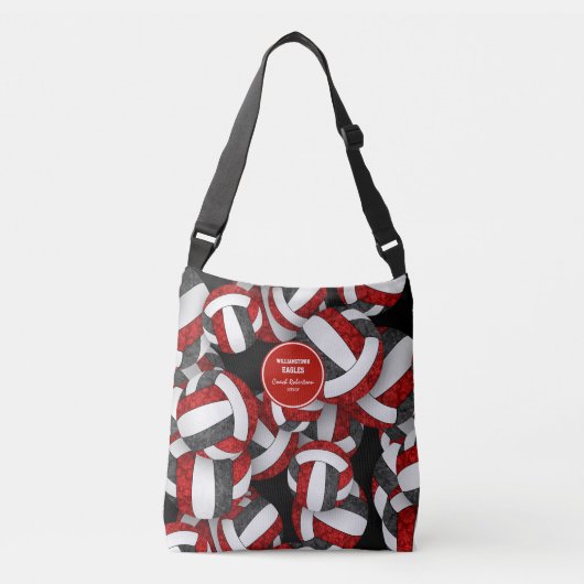 rood zwart team kleuren volleybal coach crossbody tas (Voorkant)