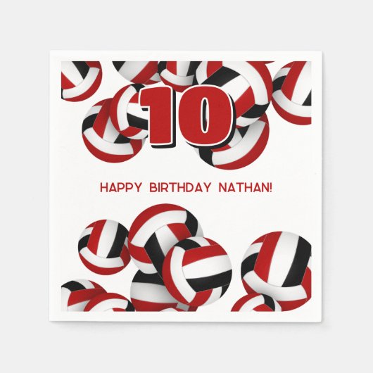 Rood Zwart Team Kleuren Volleybal kinder Sportpart Servet (Voorkant)
