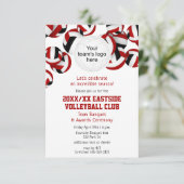 Rood Zwart Team Kleuren Volleybal Seizoen Banket Kaart (Staand voorkant)