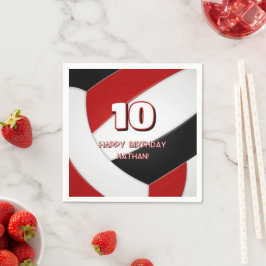 Rood Zwart Team Kleuren Volleybal Sport Party Servet