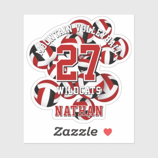 Rood Zwart Team Kleuren Volleyballen kinder Sport Sticker (Vel)