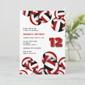 Rood Zwart Team Kleuren Volleyballen Kinderen Verj Kaart (Staand voorkant)