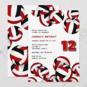 Rood Zwart Team Kleuren Volleyballen Kinderen Verj Kaart (Voorkant / Achterkant)