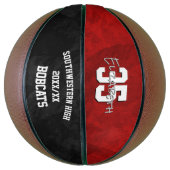 Rood zwart team naam ballers einde seizoen cadeaus basketbal (Verticaal)