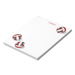 rood zwart teamkleuren meisjesachtige volleybals notitieblok