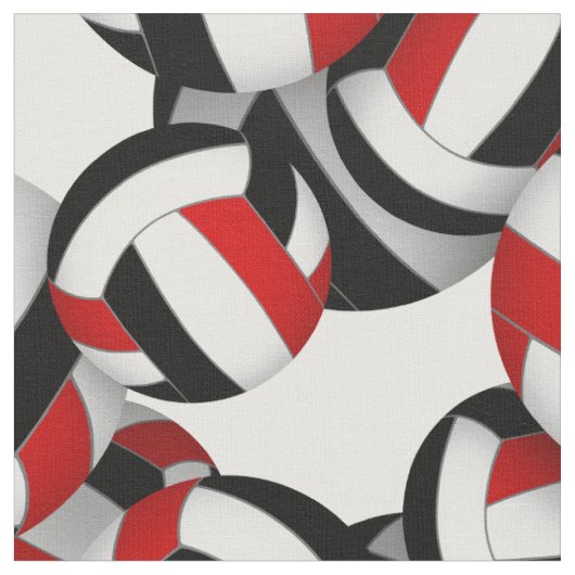 rood zwart teamkleuren volleybals schaalbaar patro stof (Close Up)