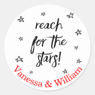 Rood & Zwart Trouwliefde Stars Trouwen Ronde Sticker