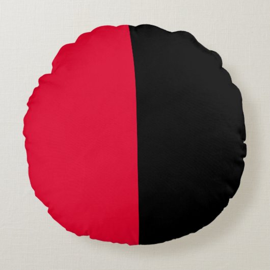 Rood Zwart Twee kleuren Tone Half Split Rond Kussen (Voorkant)