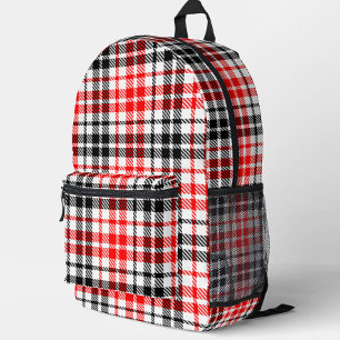 Rood Zwart Twill Geruit Schotse Ruit op Wit Bedrukte Rugzak