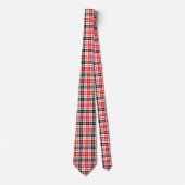 Rood Zwart Twill Geruit Schotse Ruit op Wit Stropdas (Voorkant)