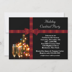 Rood & Zwart Vakantie Cocktail Party Uitnodigingen