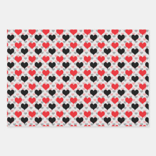 Rood Zwart Valentijn Liefde Harten Inpakpapier Vel
