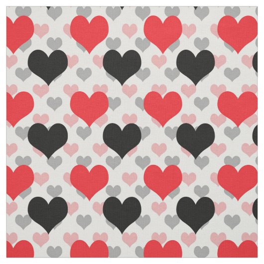 Rood Zwart Valentijn Liefde Harten Stof (Swatch)