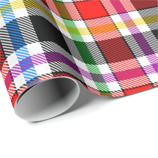 Rood Zwart Veelkleurig Flanel Plaid Tartan Design Cadeaupapier (Rol Hoek)