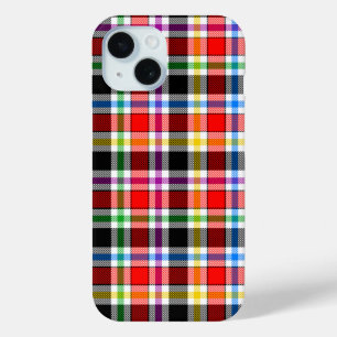 Rood Zwart Veelkleurig Flanel Plaid Tartan Design iPhone 15 Case