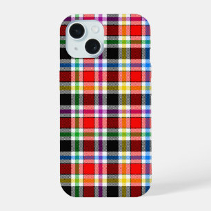 Rood Zwart Veelkleurig Flanel Plaid Tartan Design iPhone 15 Case