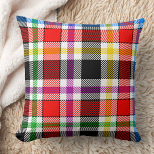Rood Zwart Veelkleurig Flanel Plaid Tartan Design Kussen