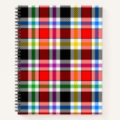 Rood Zwart Veelkleurig Flanel Plaid Tartan Design Notitieboek (Voorkant)