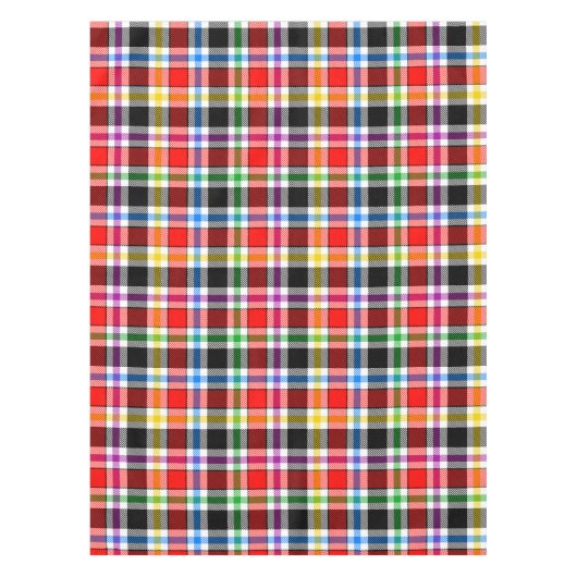 Rood Zwart Veelkleurig Flanel Plaid Tartan Design Tafelkleed (Voorkant)