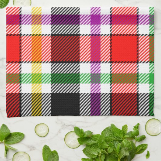 Rood Zwart Veelkleurig Flanel Plaid Tartan Design Theedoek (Gevouwen)
