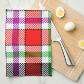 Rood Zwart Veelkleurig Flanel Plaid Tartan Design Theedoek (Quarter Fold)