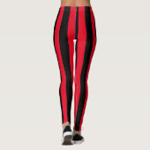 Rood & Zwart Verticale Strepen Halloween Kostuum Leggings (Achterkant)