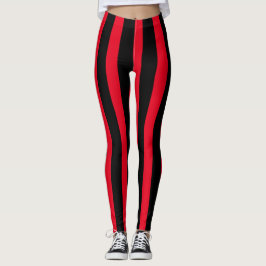 Rood & Zwart Verticale Strepen Halloween Kostuum Leggings