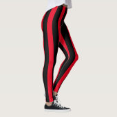 Rood & Zwart Verticale Strepen Halloween Kostuum Leggings (Rechts)