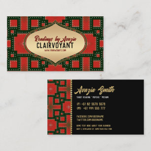 Rood Zwart Vet Goud Godin Tarot Reader Visitekaartje