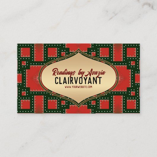 Rood Zwart Vet Goud Godin Tarot Reader Visitekaartje (Voorkant)