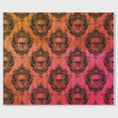 Rood & Zwart Victoriaans Schedels Patroon Hallowee Cadeaupapier (Vlak)