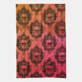 Rood & Zwart Victoriaans Schedels Patroon Hallowee Theedoek (Verticaal)