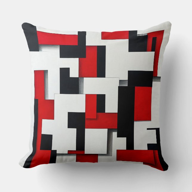 🛋️ Rood Zwart Vierkant Cadeau Moderne Decoratie Kussen (Voorkant)