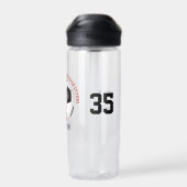 Rood Zwart Voetbal Team Kleuren kinder tiener Cust Waterfles (Achterkant)