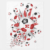 rood zwart voetballen sterren meisjes naam fleece deken (Voorkant)