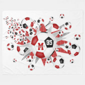rood zwart voetballen sterren meisjes naam fleece deken (Voorkant (Horizontaal))