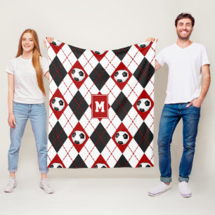 rood zwart voetbalteam kleuren arglispatroon fleece deken