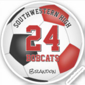 Rood Zwart Voetbalteam Kleurt Jongens Meisjes Sticker (Voorkant)