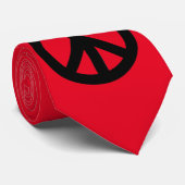 Rood Zwart Vredesteken Symbool Pop Kunst Stropdas (Opgerold)