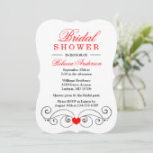 Rood & Zwart Vrijgezellenfeest Harten Wedding Kaart (Staand voorkant)