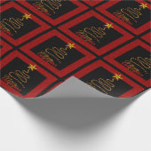 Rood Zwart Vrolijk Kerstboom Cadeaupapier (Hoek)