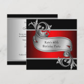 Rood Zwart Vrouw 40ste verjaardag Kaart (Voorkant / Achterkant)