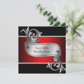 Rood Zwart Vrouw 40ste verjaardag Kaart (Staand voorkant)