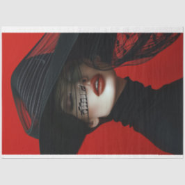 Rood Zwart Vrouwen Muzieknoten Decoupage Tissuepapier