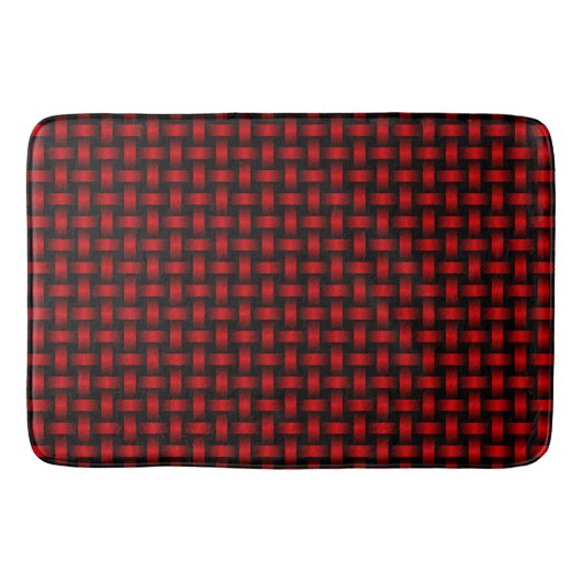 rood zwart weefpatroon badmat (Voorkant)