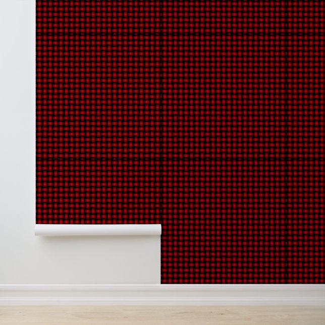 Rood zwart weefpatroon behang (Applicatie)