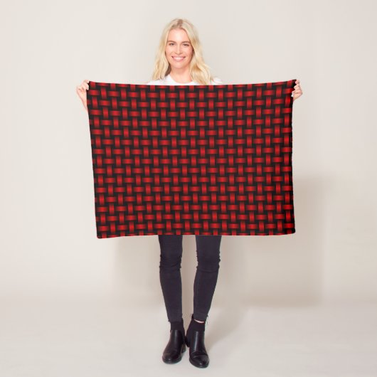 rood zwart weefpatroon fleece deken (In situ)