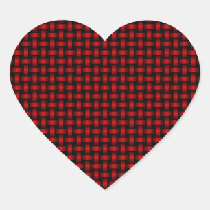 Rood Zwart Weefpatroon Hart Sticker