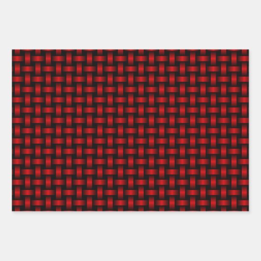 rood zwart weefpatroon inpakpapier vel (Voorkant)