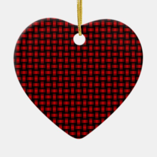 Rood zwart weefpatroon keramisch ornament (Voorkant)